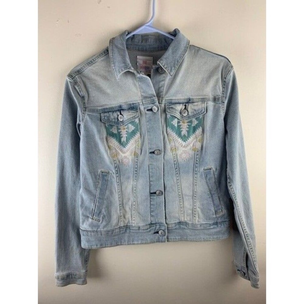 LuLaRoe Size S Wmens Denim Jean Jacket Embroidery Light Wash